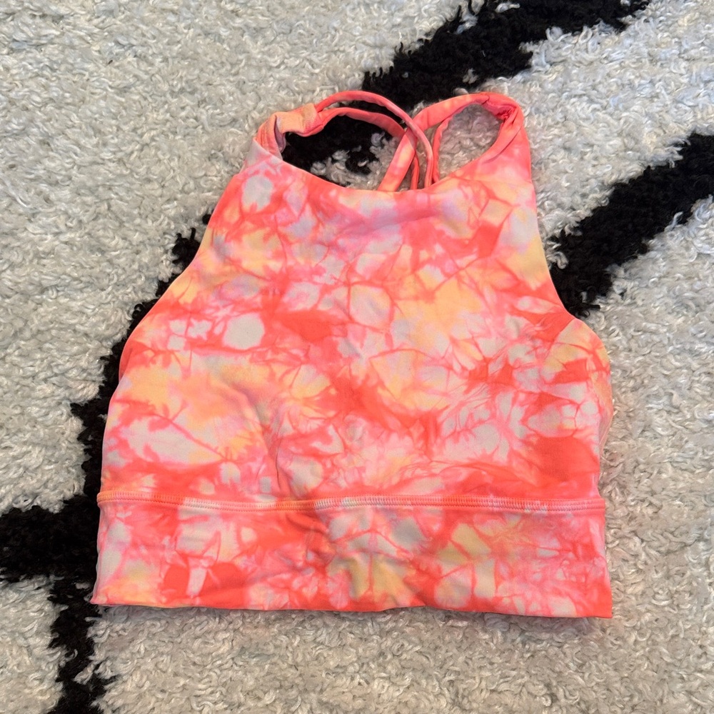 lululemon athletica Coral Pink & light orange Tie-Dye High Neck Sports Bra - 4